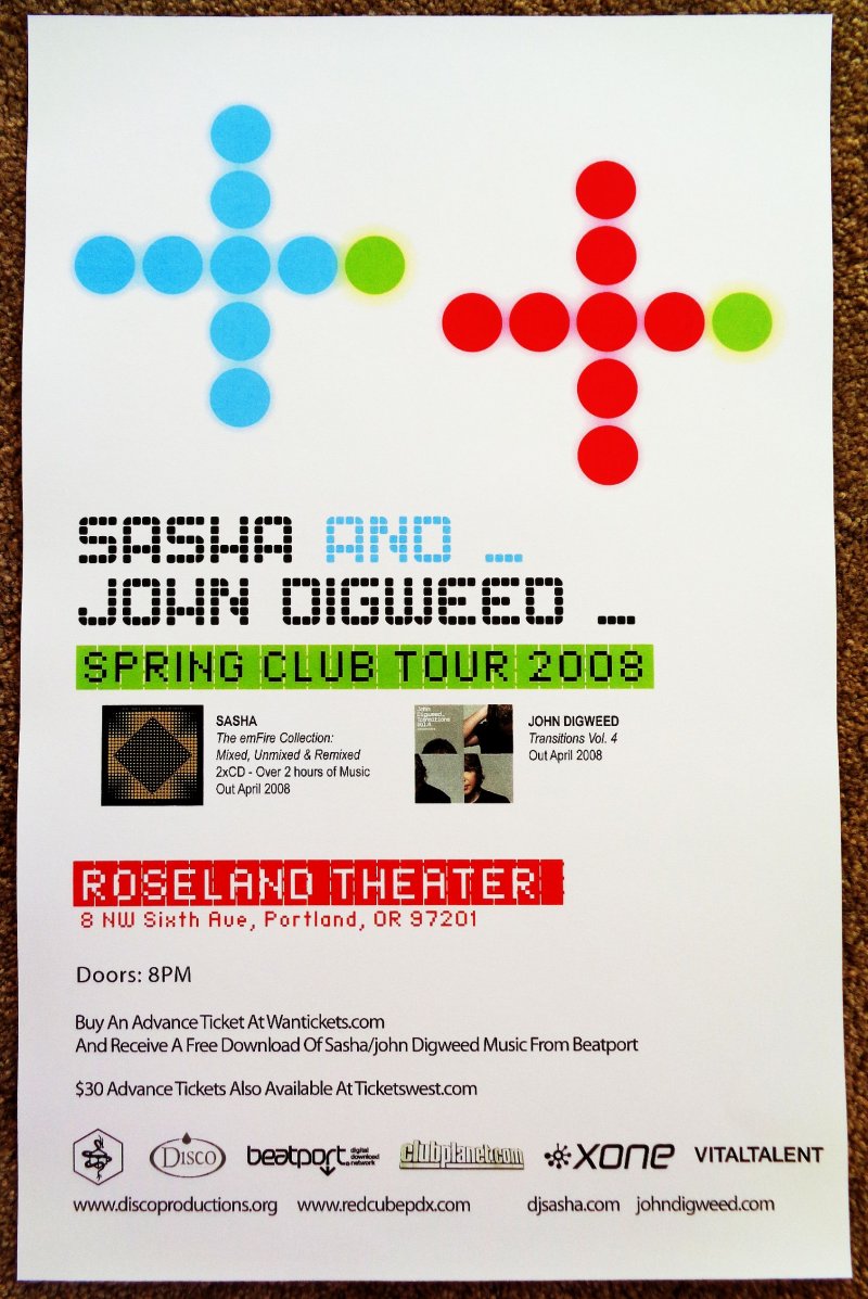 Image 0 of SASHA and JOHN DIGWEED 2008 Gig POSTER Portland Oregon Concert