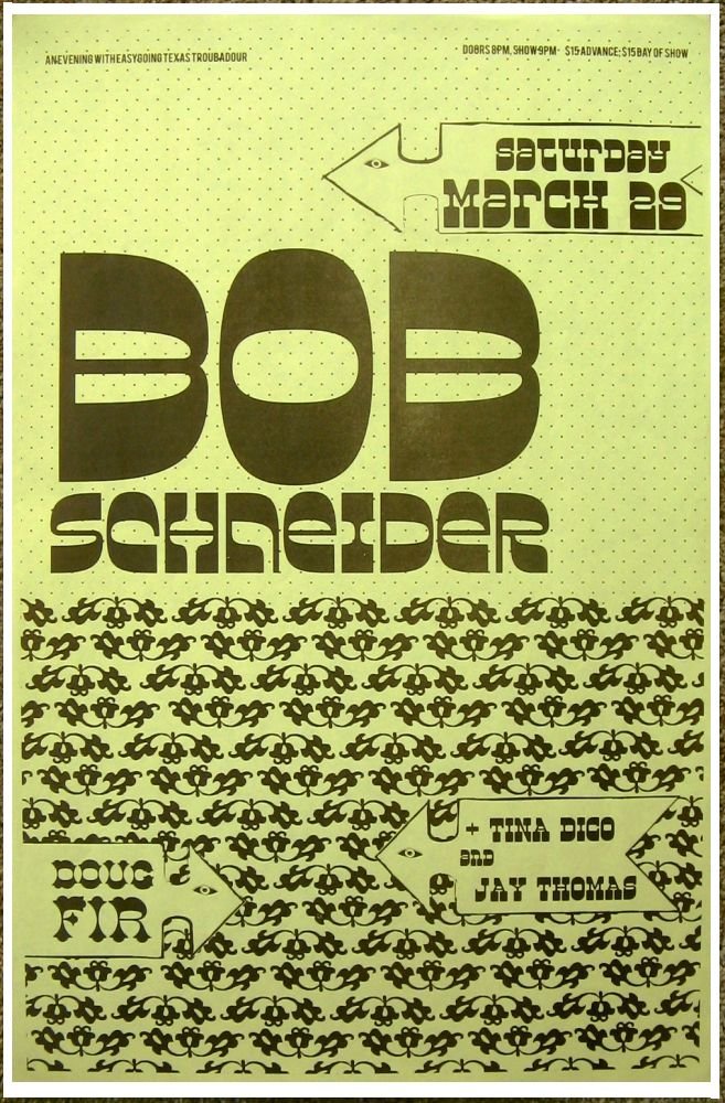 Image 0 of Schneider BOB SCHNEIDER 2008 Gig POSTER Portland Oregon Concert