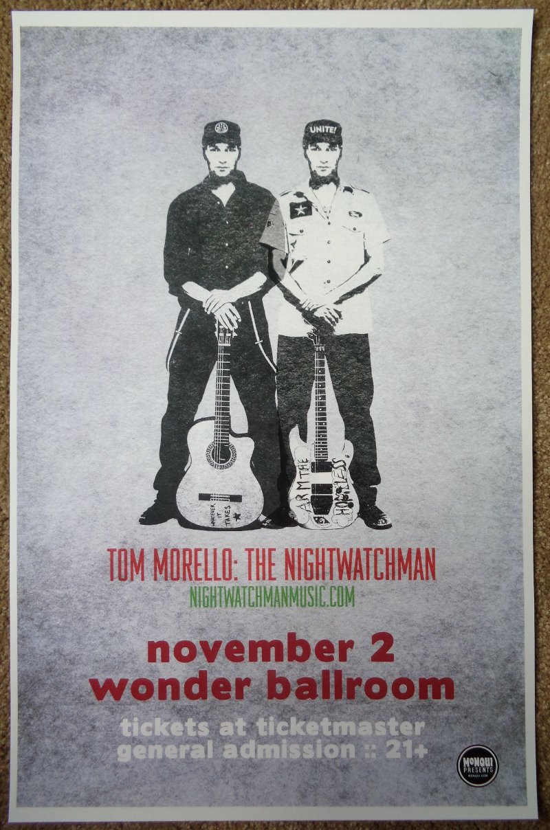 Image 0 of NIGHTWATCHMAN Tom Morello 2008 Gig POSTER Portland Oregon Concert