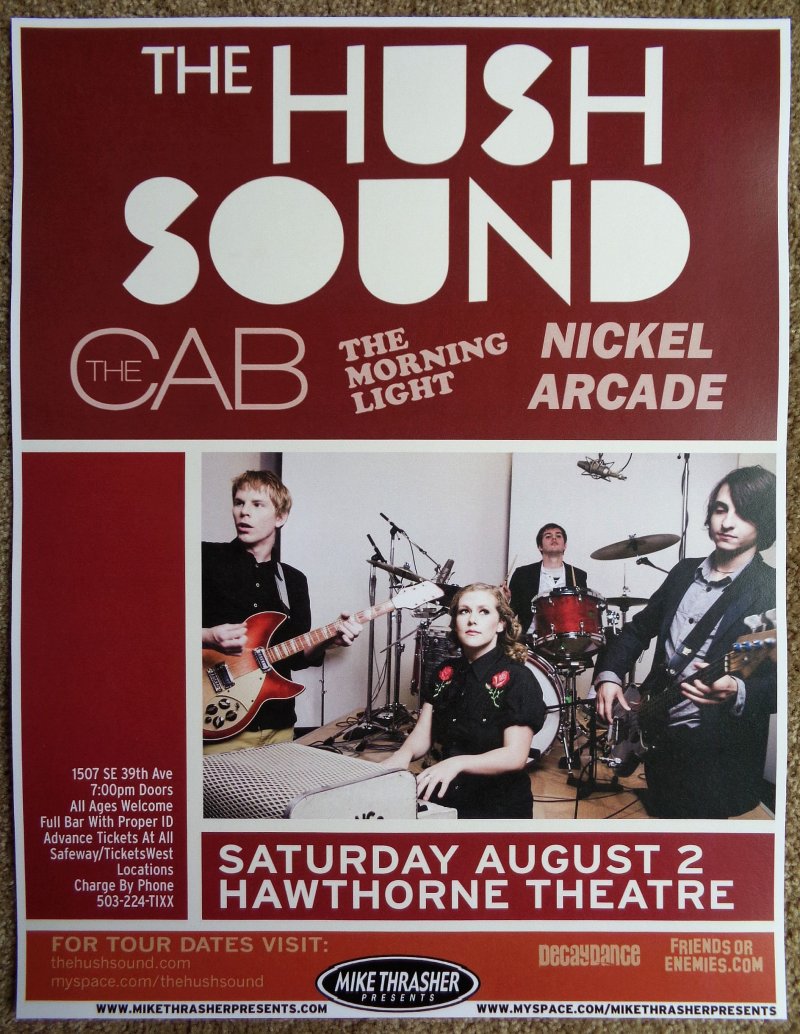 Image 0 of Hush Sound THE HUSH SOUND 2008 Gig POSTER Portland Oregon Concert  