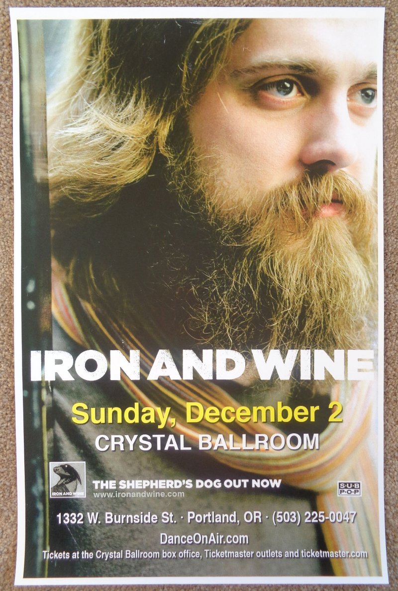 Image 0 of IRON AND WINE 2007 Gig POSTER Portland Oregon Sam Beam Concert 