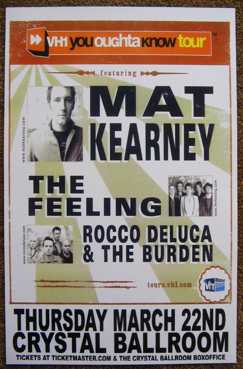 Image 0 of Kearney MAT KEARNEY / THE FEELING / ROCCO DeLUCA 2007 Gig POSTER Oregon Concert 