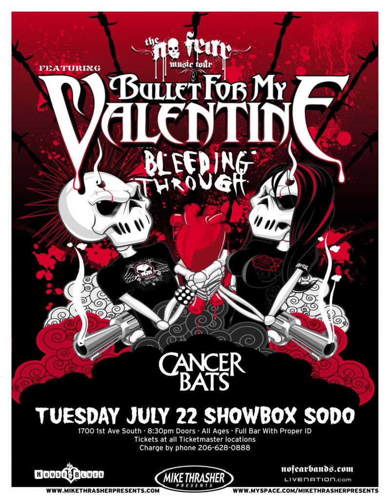 Image 0 of BULLET FOR MY VALENTINE 2008 Gig POSTER Seattle Washington Concert  