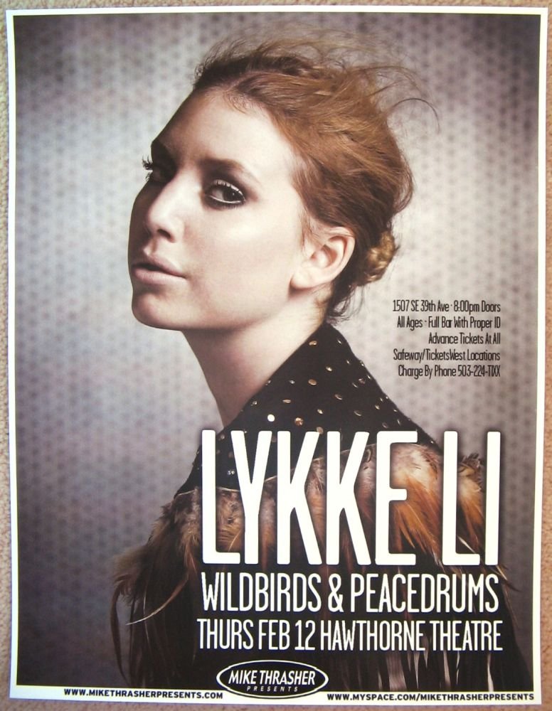 Image 0 of Li LYKKE LI 2009 Gig POSTER Portland Oregon Concert 