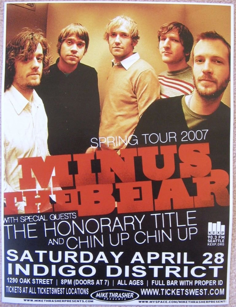 Image 0 of MINUS THE BEAR 2007 Gig POSTER Eugene Oregon Concert 