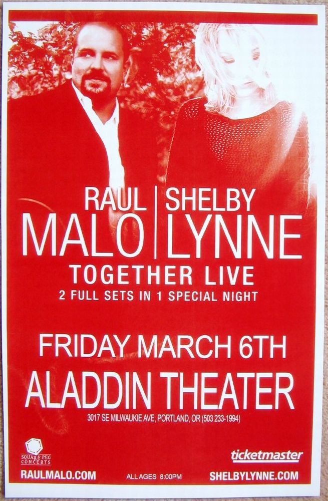 Image 0 of Malo RAUL MALO and SHELBY LYNNE 2009 Gig POSTER Concert Portland Oregon 