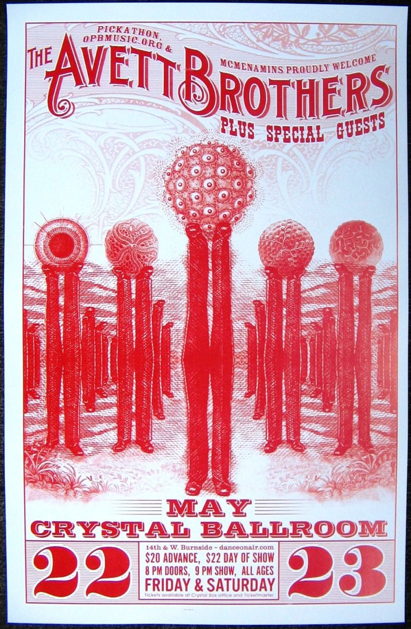 Image 0 of AVETT BROTHERS 2009 Gig POSTER Portland Oregon Concert 