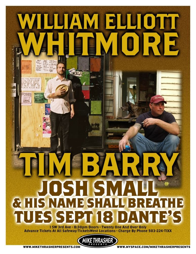 Image 0 of Whitmore WILLIAM ELLIOTT WHITMORE 2007 Gig POSTER Portland Oregon Concert