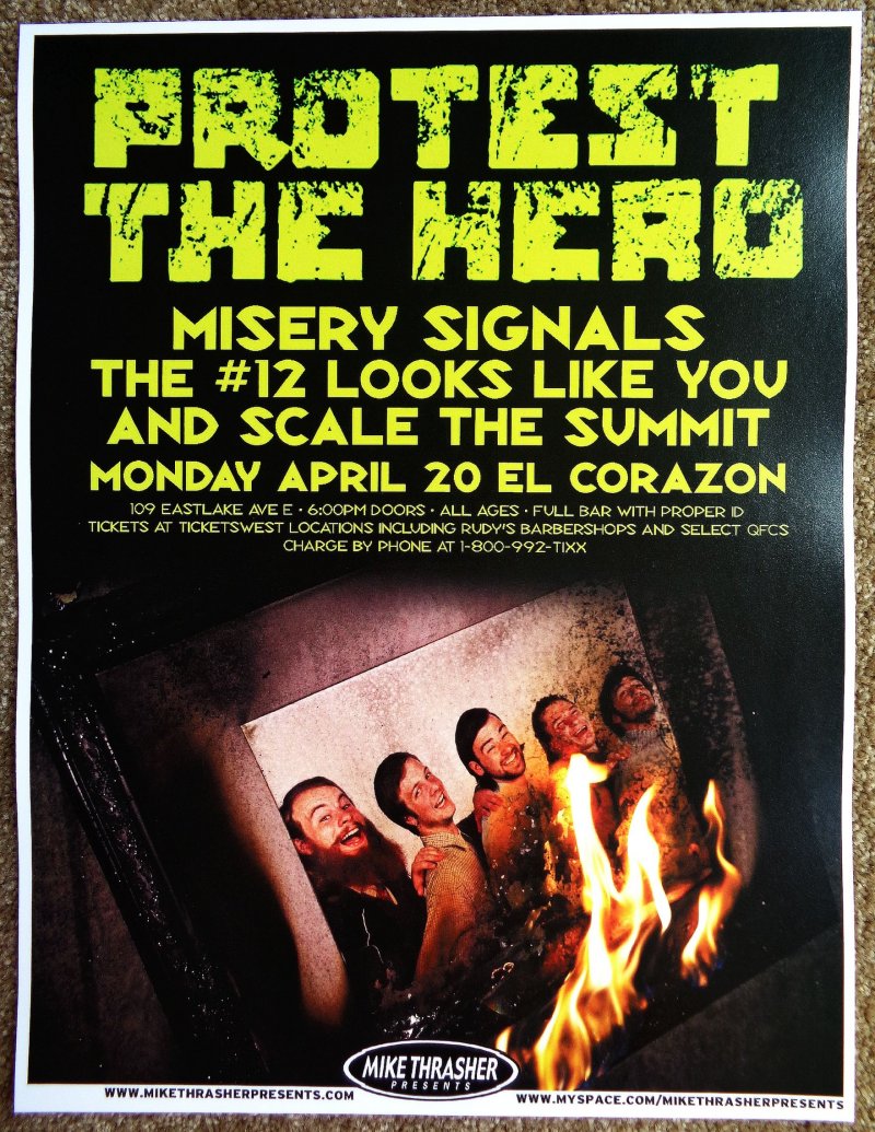 Image 0 of PROTEST THE HERO 2009 Gig POSTER Seattle Washington Concert