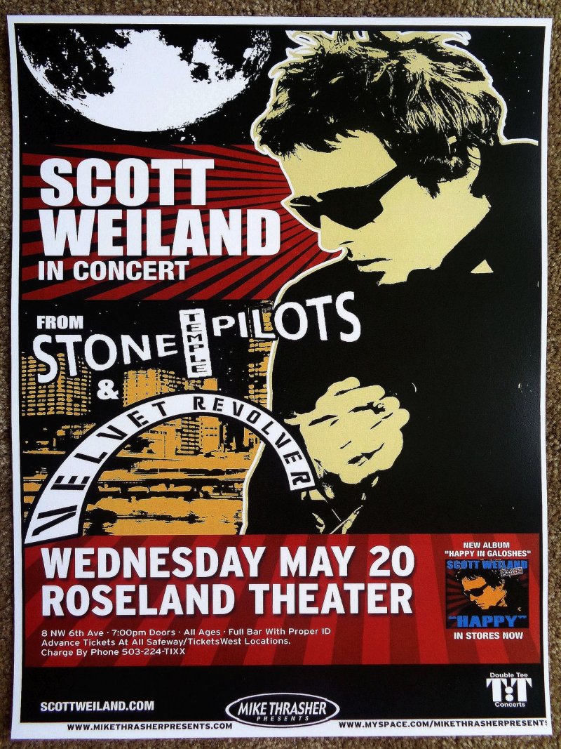 Image 0 of Weiland SCOTT WEILAND 09 Gig POSTER Stone Temple Pilots Portland Oregon Concert