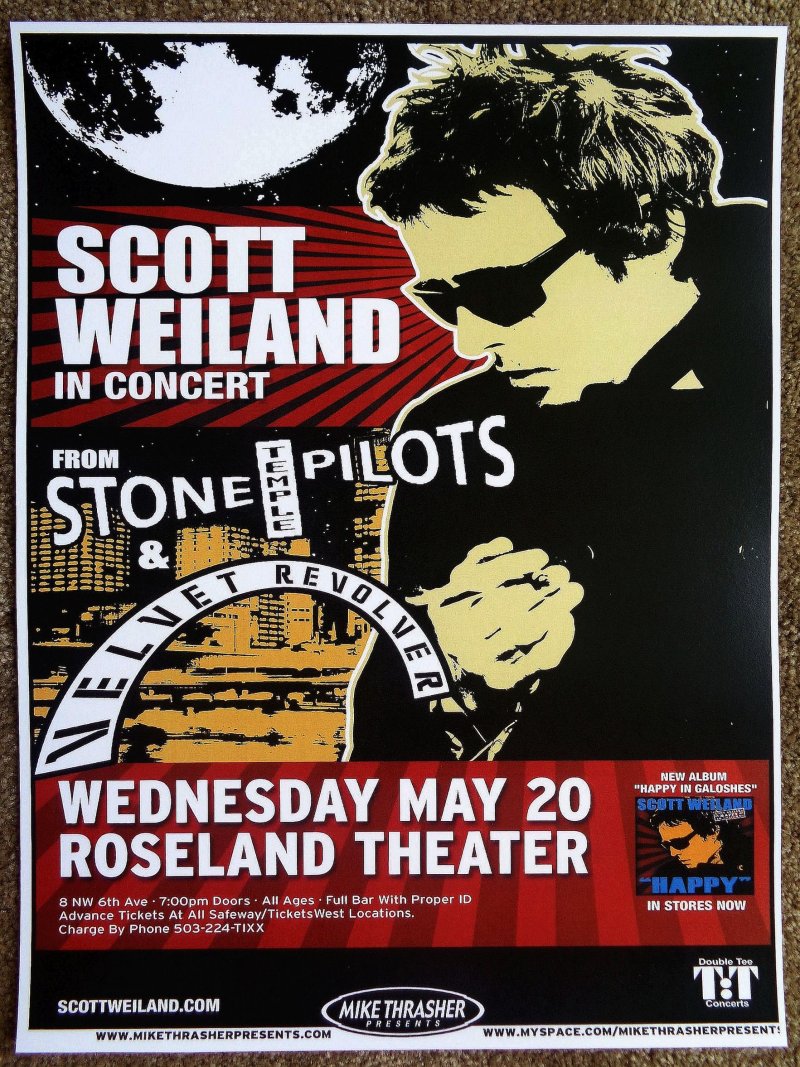 Image 0 of Weiland SCOTT WEILAND 09 Gig POSTER Stone Temple Pilots Portland Oregon Concert