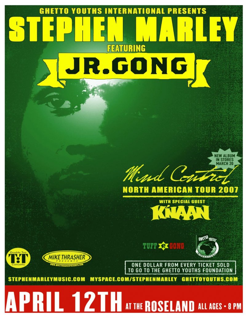 Marley STEPHEN MARLEY 2008 Gig POSTER Reggae Portland Oregon Concert  