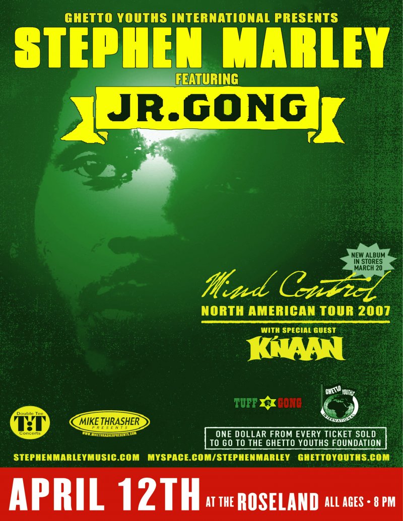 Image 0 of Marley STEPHEN & JR. GONG MARLEY 2007 Gig POSTER Reggae Portland Oregon Concert 