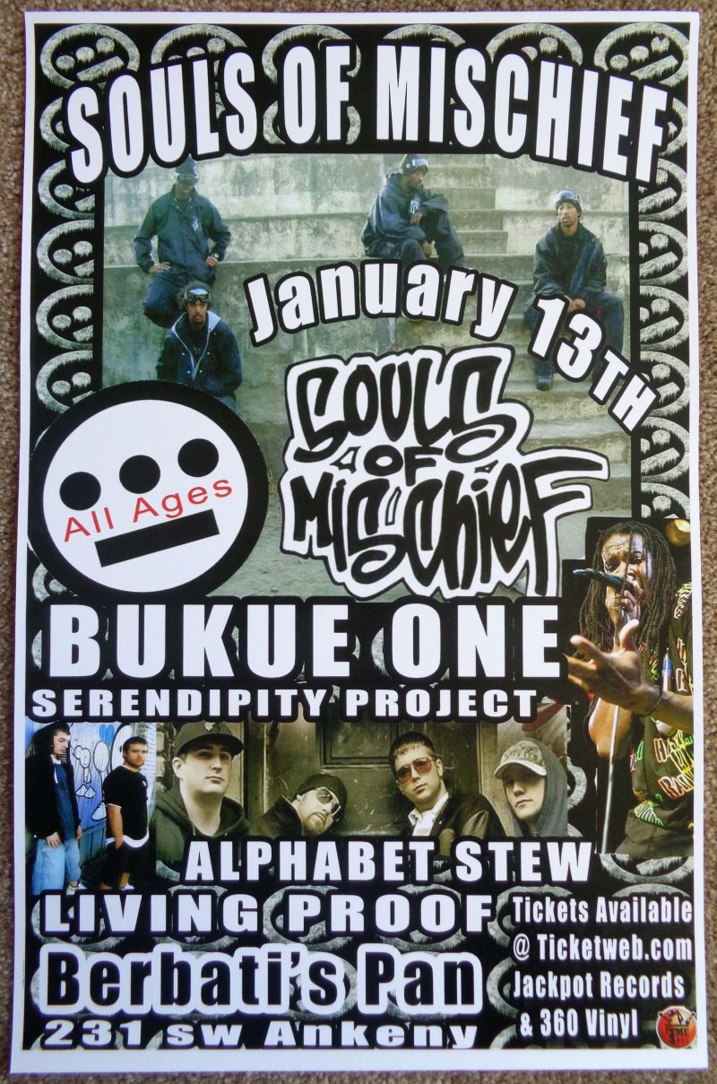 Image 0 of SOULS OF MISCHIEF Portland Oregon Jan. 2009 Gig Concert POSTER