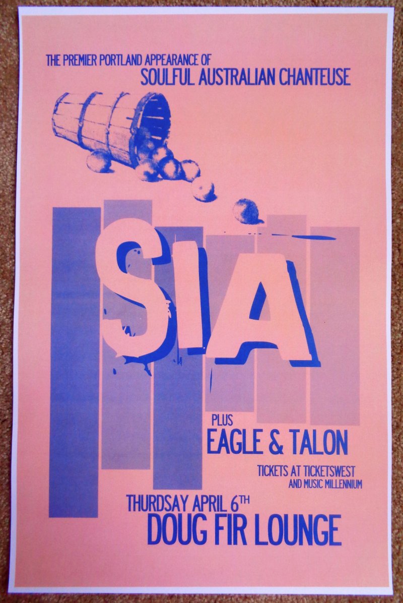 Image 0 of SIA Furler 2006 Gig POSTER Portland Oregon Concert 