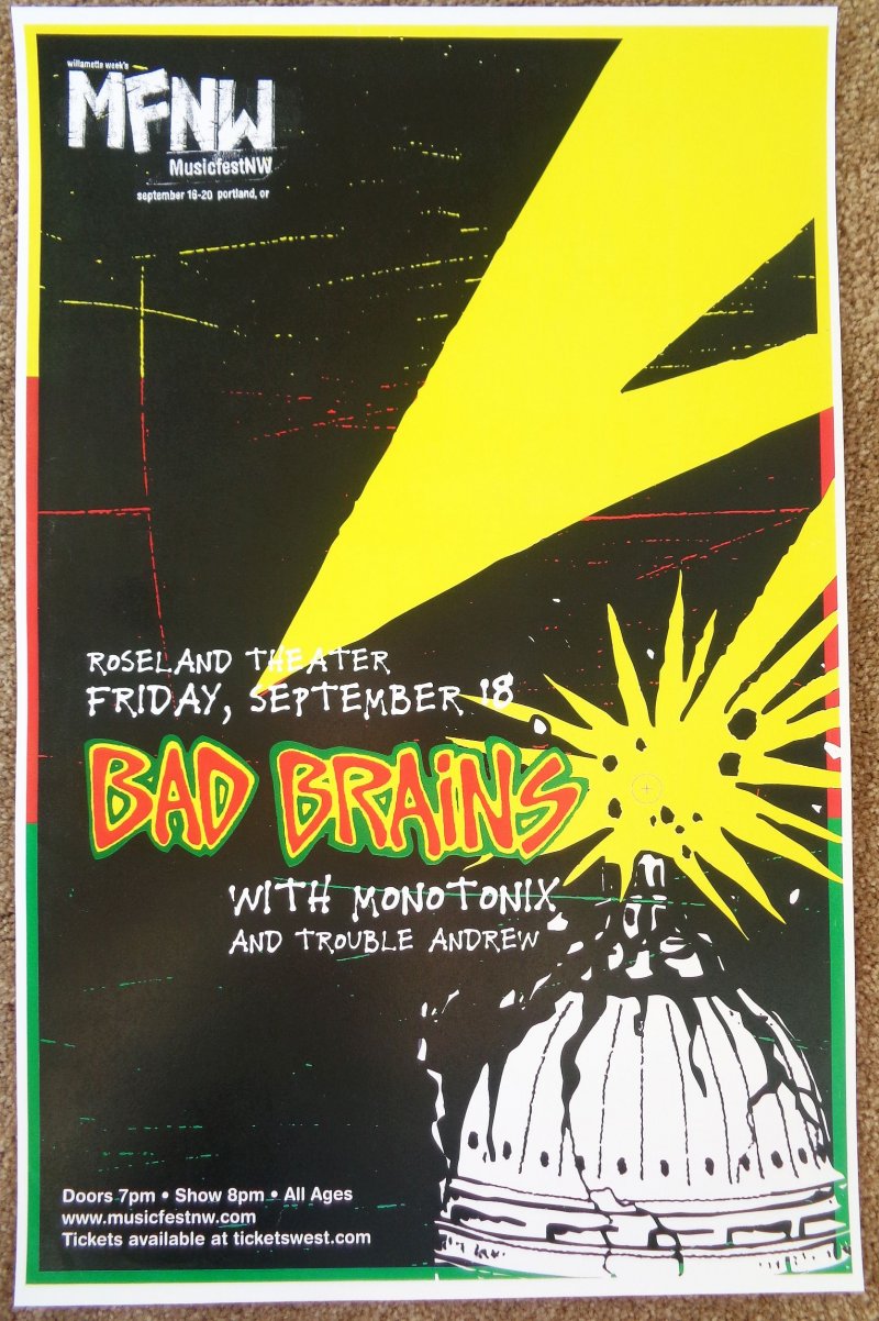 Image 0 of BAD BRAINS 2009 Gig POSTER Portland Oregon Concert MFNW Musicfest NW Fest