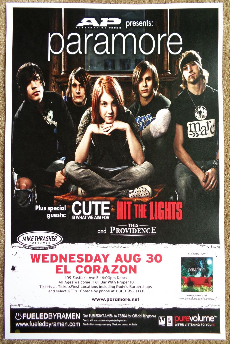 Image 0 of PARAMORE Hayley Williams (17 yrs old) POSTER 2006 Seattle WA. Gig Concert 