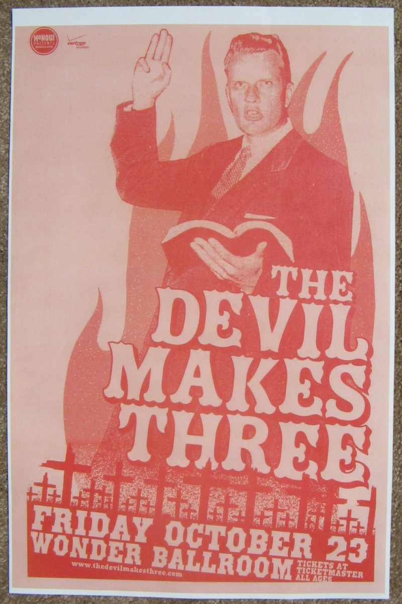 Image 0 of DEVIL MAKES THREE Gig POSTER October 2009 Portland Oregon Concert 