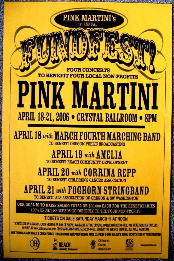 Image 0 of PINK MARTINI 2006 Gig POSTER Portland Oregon Concert 