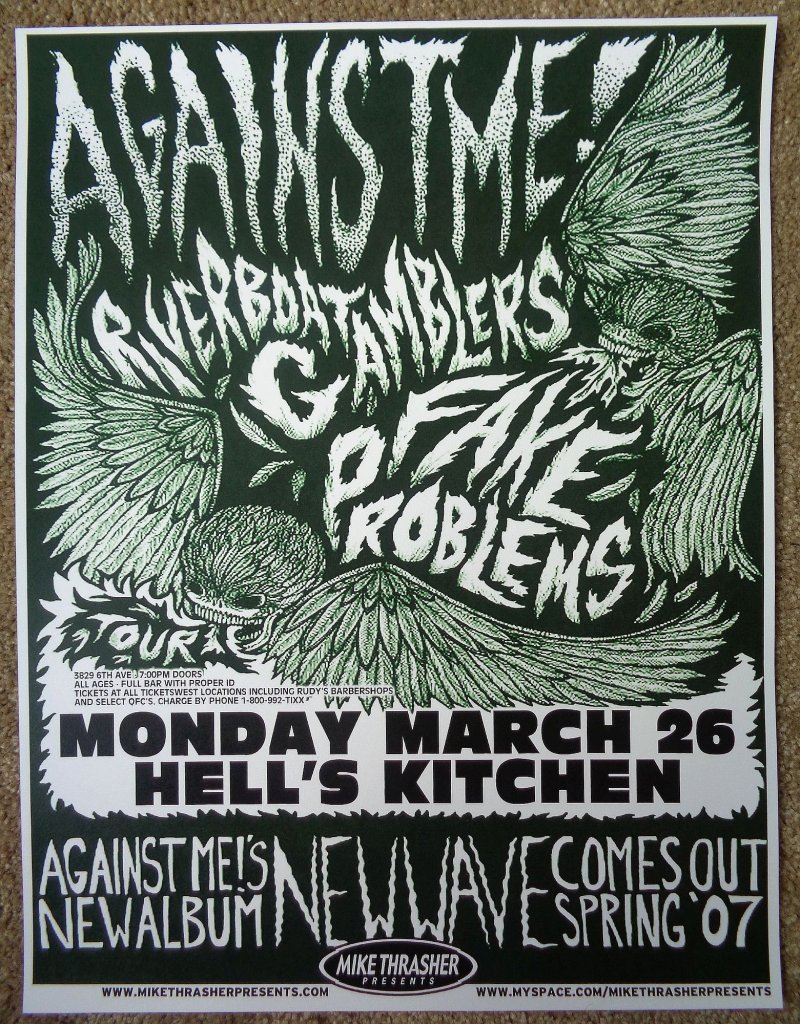 AGAINST ME! Gig POSTER March 2007 Tacoma Washington Concert