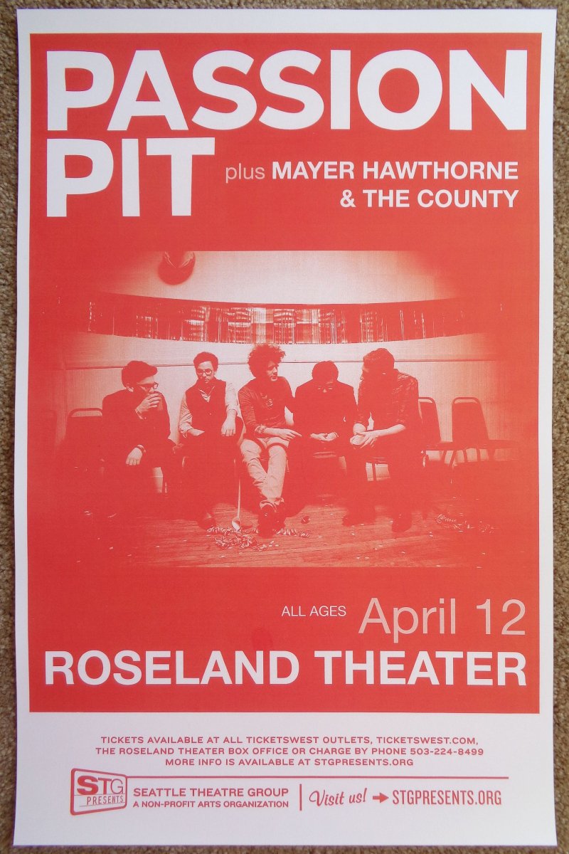Image 0 of PASSION PIT Gig POSTER April 2010 Portland Oregon Concert 
