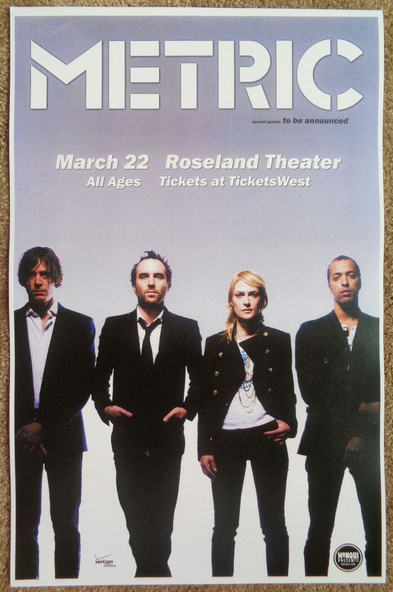 Image 0 of METRIC 2010 Gig POSTER Fantasies Portland Oregon Concert 