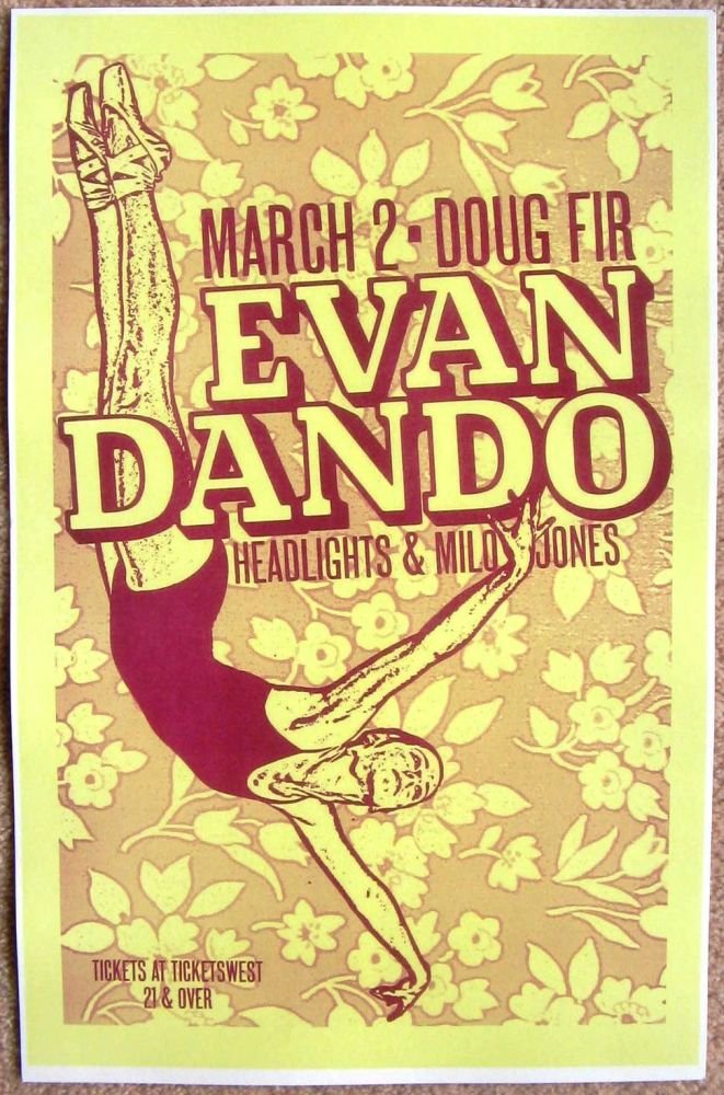 Image 0 of Dando EVAN DANDO Lemonheads 2010 Gig POSTER Portland Oregon Concert
