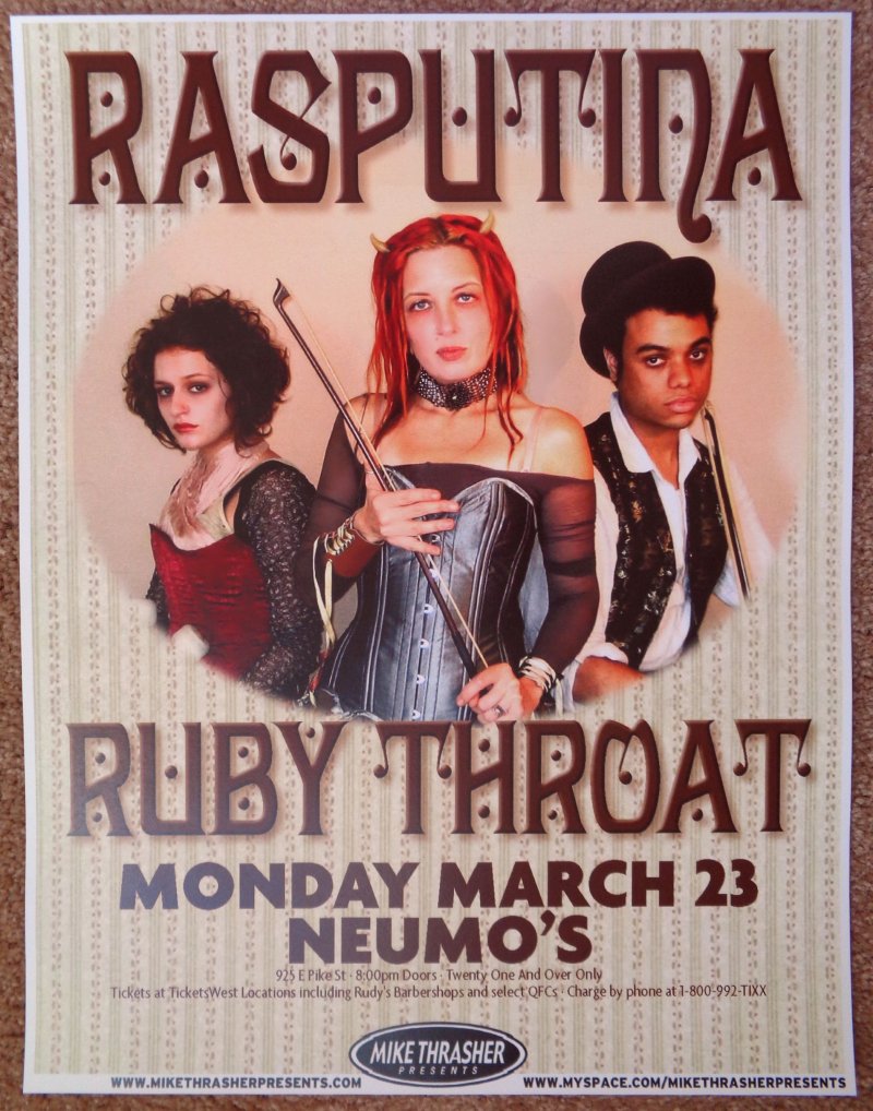 RASPUTINA 2009 Gig POSTER Seattle Washington Concert