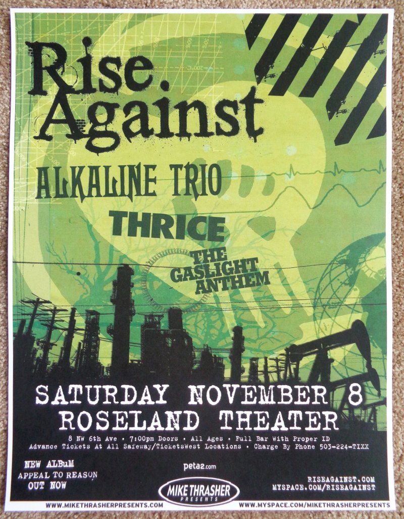 Image 0 of RISE AGAINST 2008 Gig POSTER Portland Oregon Concert 