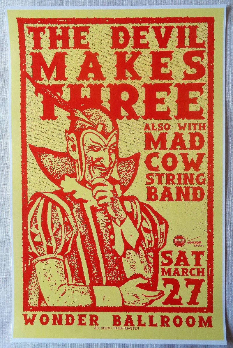 Image 0 of DEVIL MAKES THREE 2010 Gig POSTER Portland Oregon Concert 