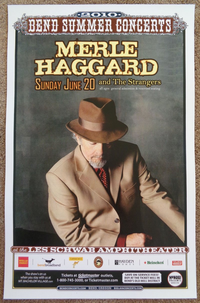 Haggard MERLE HAGGARD 2010 Gig POSTER Bend Oregon Concert