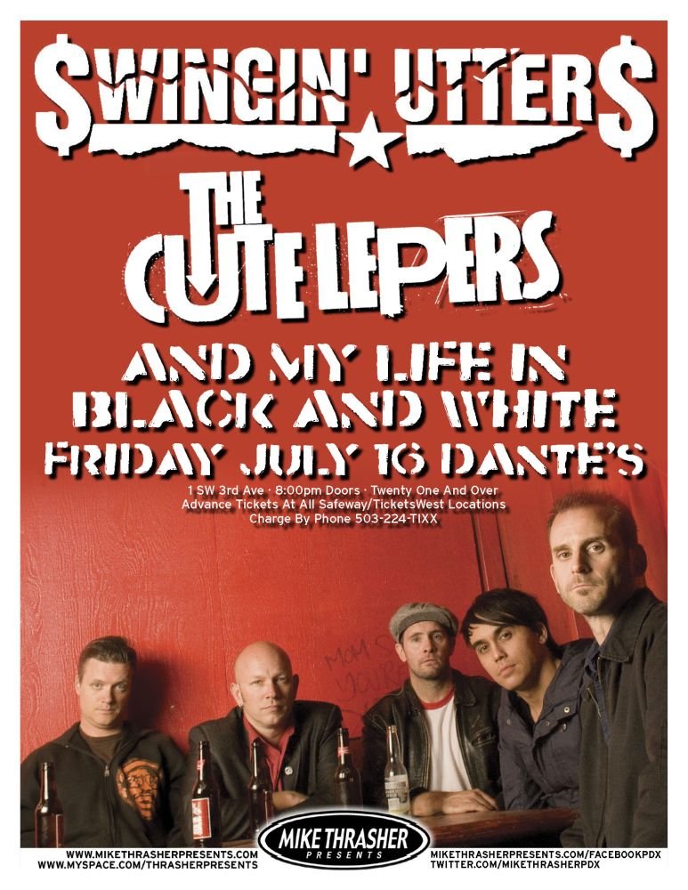 Image 0 of SWINGIN' UTTERS 2010 Gig POSTER Portland Oregon Concert 