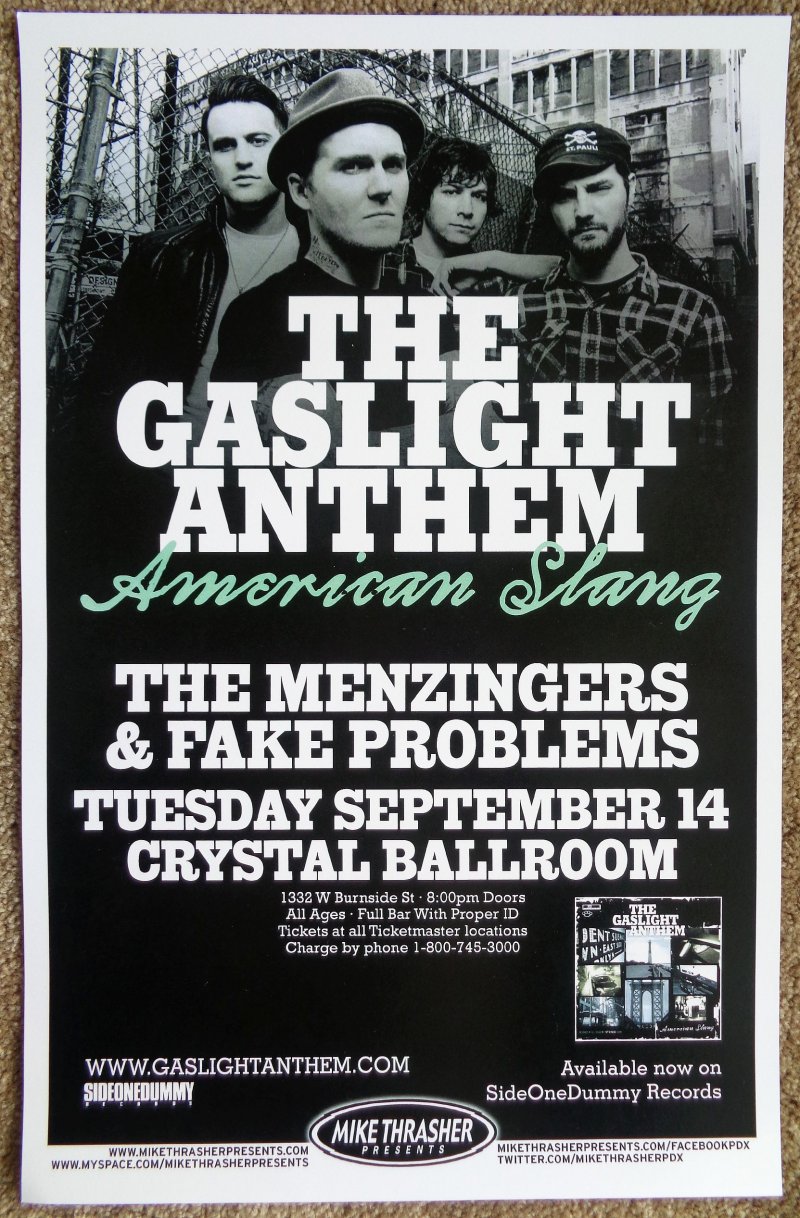 Image 0 of GASLIGHT ANTHEM 2010 Gig POSTER Portland Oregon Concert  