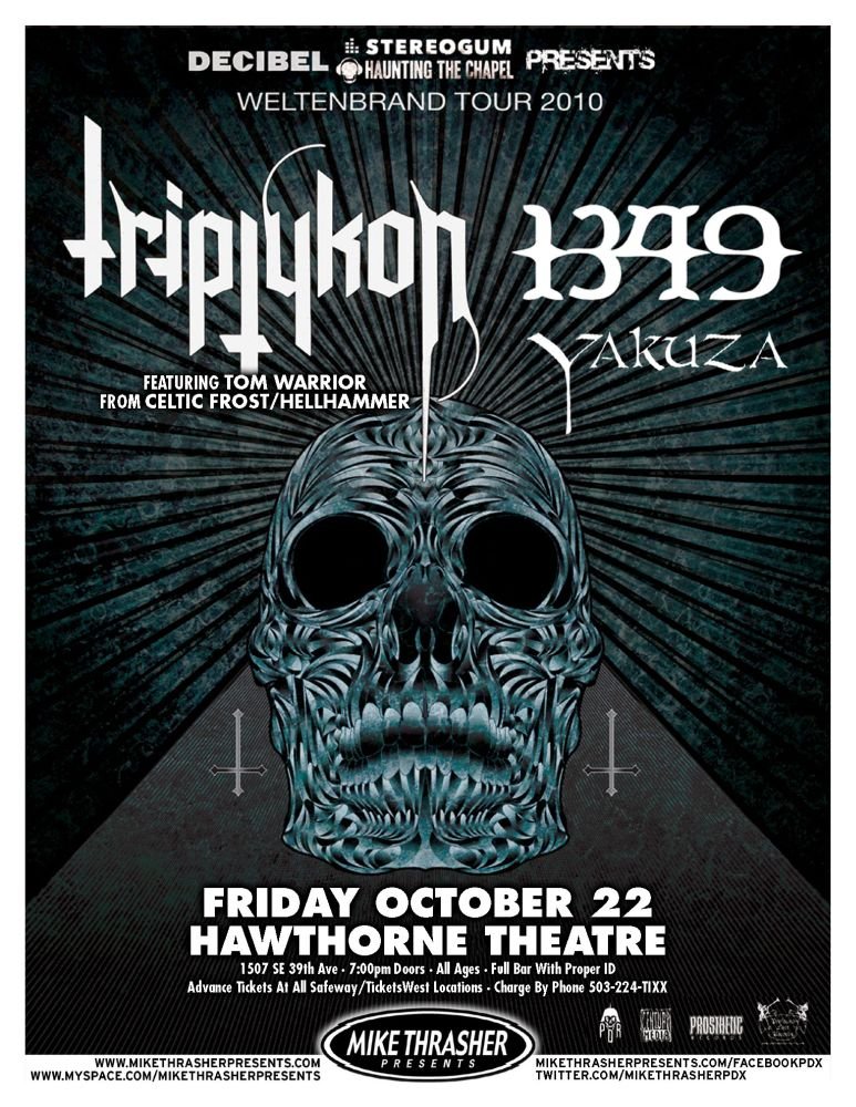 Image 0 of TRIPTYKON 2010 Gig POSTER Portland Oregon Concert