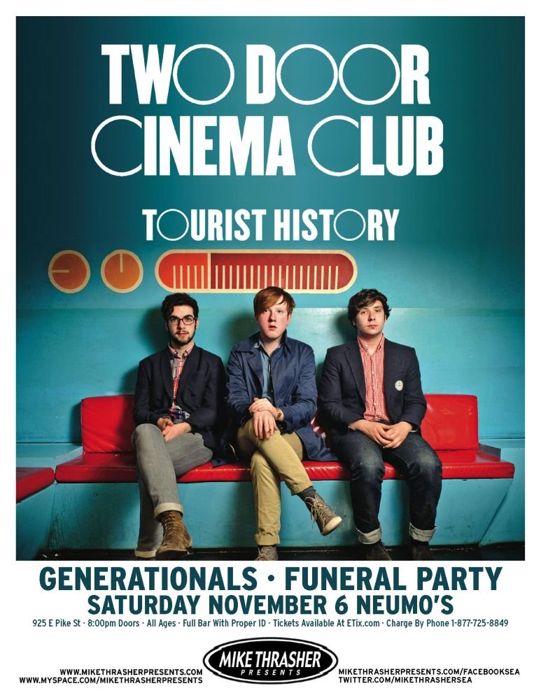 Image 0 of TWO DOOR CINEMA CLUB 2010 Gig POSTER Seattle Washington Concert 