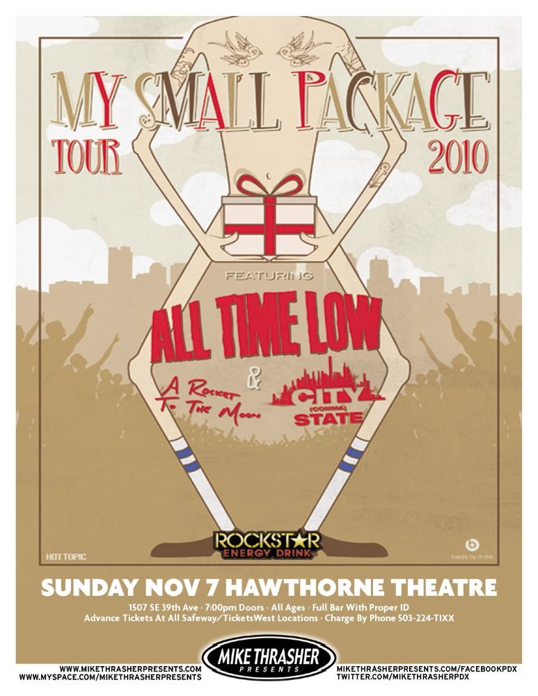 ALL TIME LOW 2010 Gig POSTER Portland Oregon Concert 