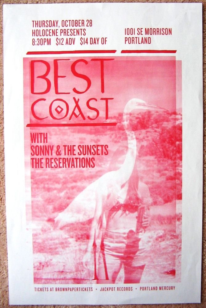 Image 0 of BEST COAST 2010 Gig POSTER Crazy For You Portland Oregon Concert