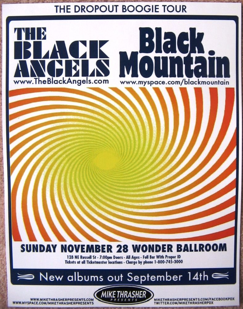 Image 0 of BLACK ANGELS & BLACK MOUNTAIN 2010 Gig POSTER Portland Oregon Concert  
