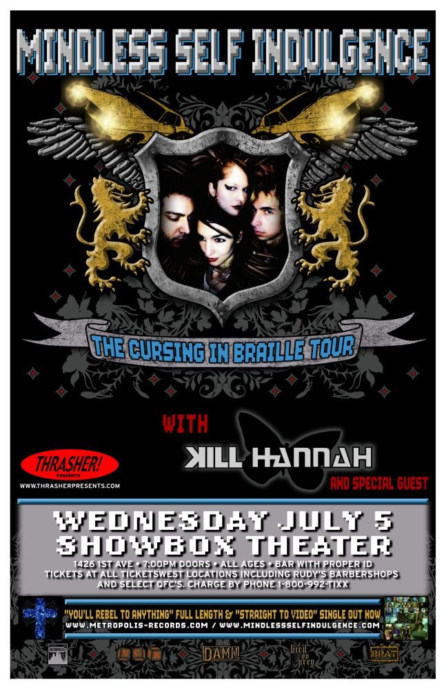 Image 0 of MINDLESS SELF INDULGENCE 2006 Gig POSTER Seattle Washington Concert