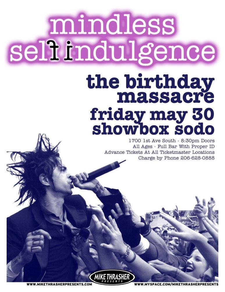 Image 0 of MINDLESS SELF INDULGENCE 2008 Gig POSTER Seattle Washington Concert