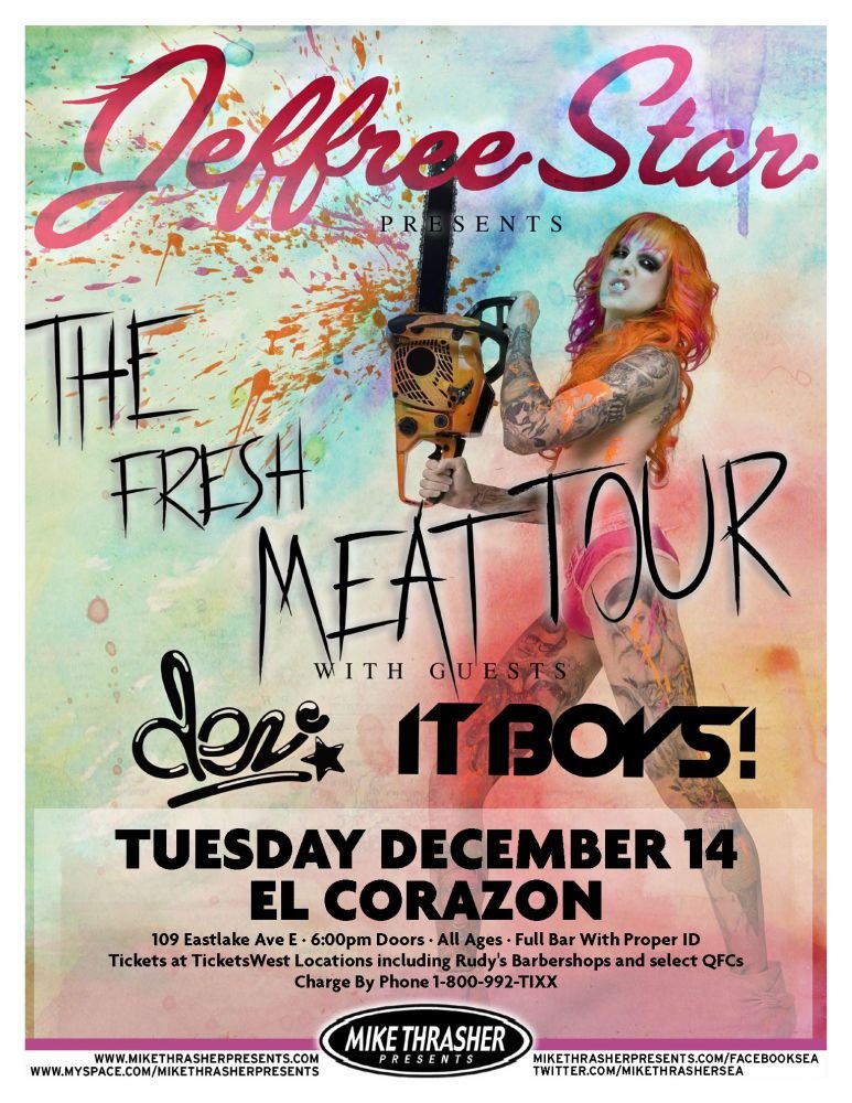 Image 0 of Star JEFFREE STAR Seattle Washington 2010 Gig Concert POSTER