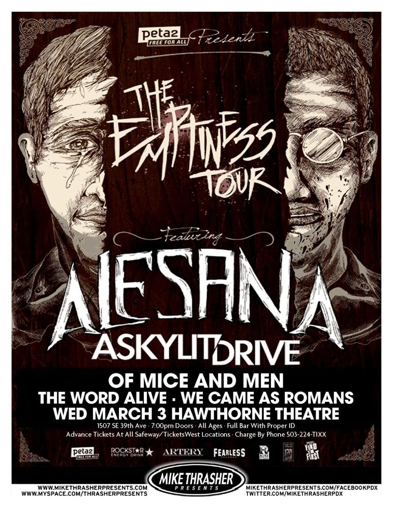 ALESANA 2010 Gig POSTER Portland Oregon Concert