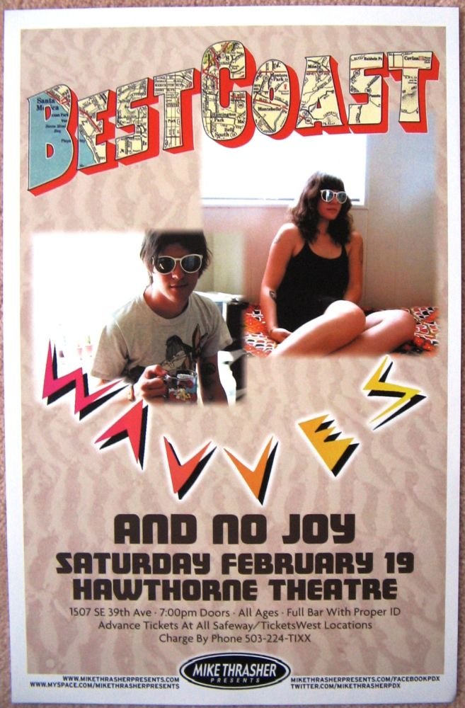 Image 0 of BEST COAST and WAVVES 2011 Gig POSTER Portland Oregon Concert 