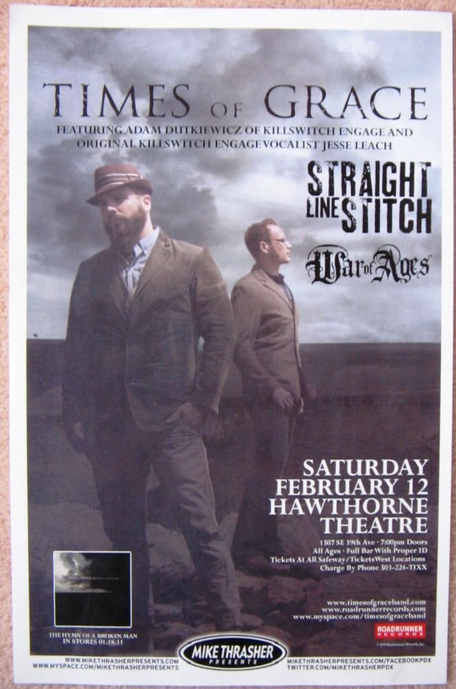 Image 0 of TIMES OF GRACE 2011 Gig POSTER Portland Oregon 11x17 Concert 