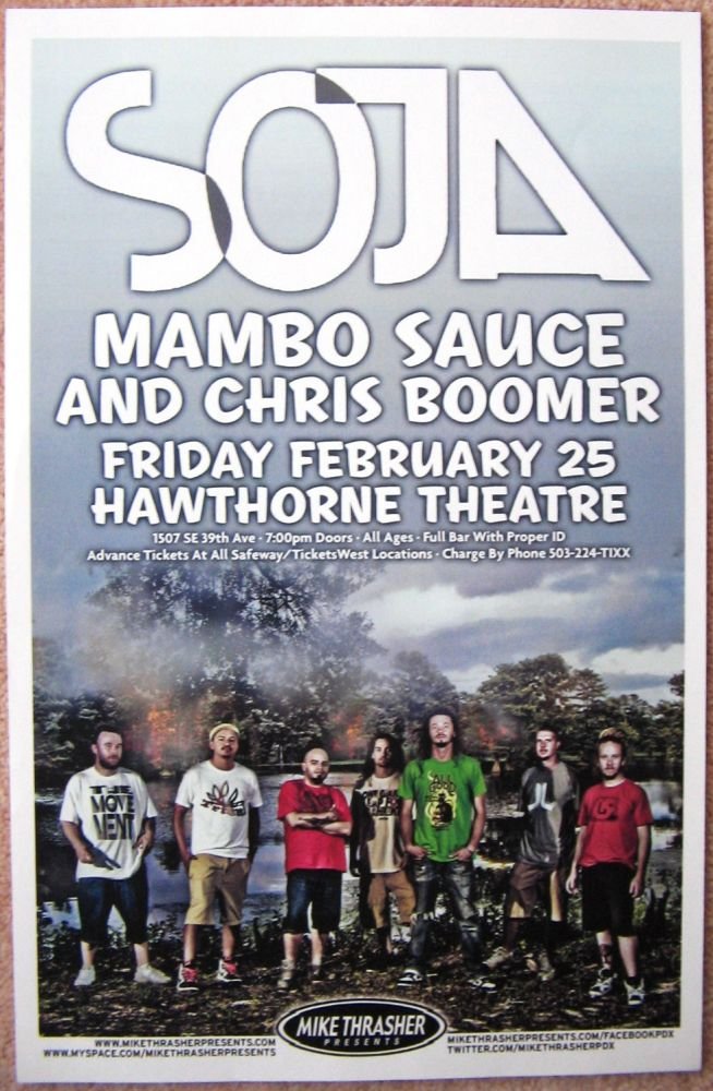 Image 0 of SOJA Soldiers Of Jah Army 2011 Gig POSTER Portland Oregon Concert 