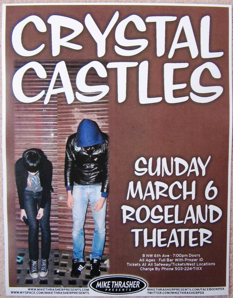 Image 0 of CRYSTAL CASTLES 2011 Gig POSTER Portland Oregon Concert 