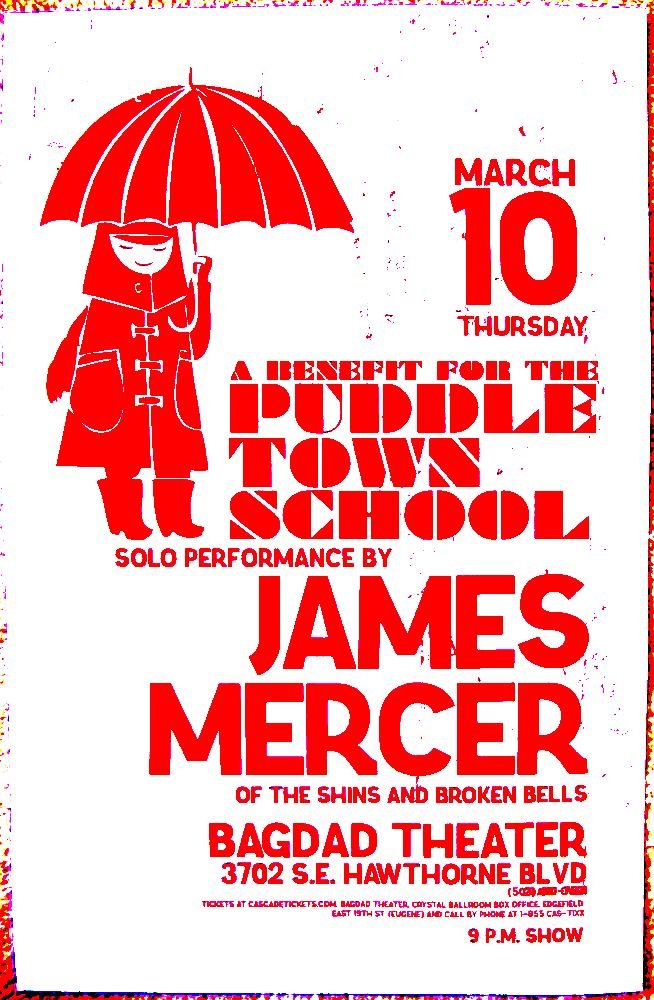 Image 0 of Mercer JAMES MERCER of THE SHINS Gig POSTER Portland Oregon 2011 Concert
