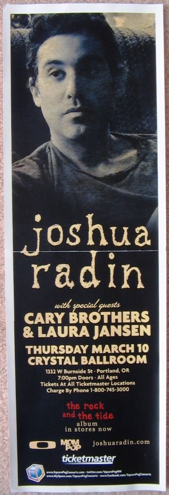 Radin JOSHUA RADIN 2011 Gig POSTER 5x17 Portland Oregon Concert 