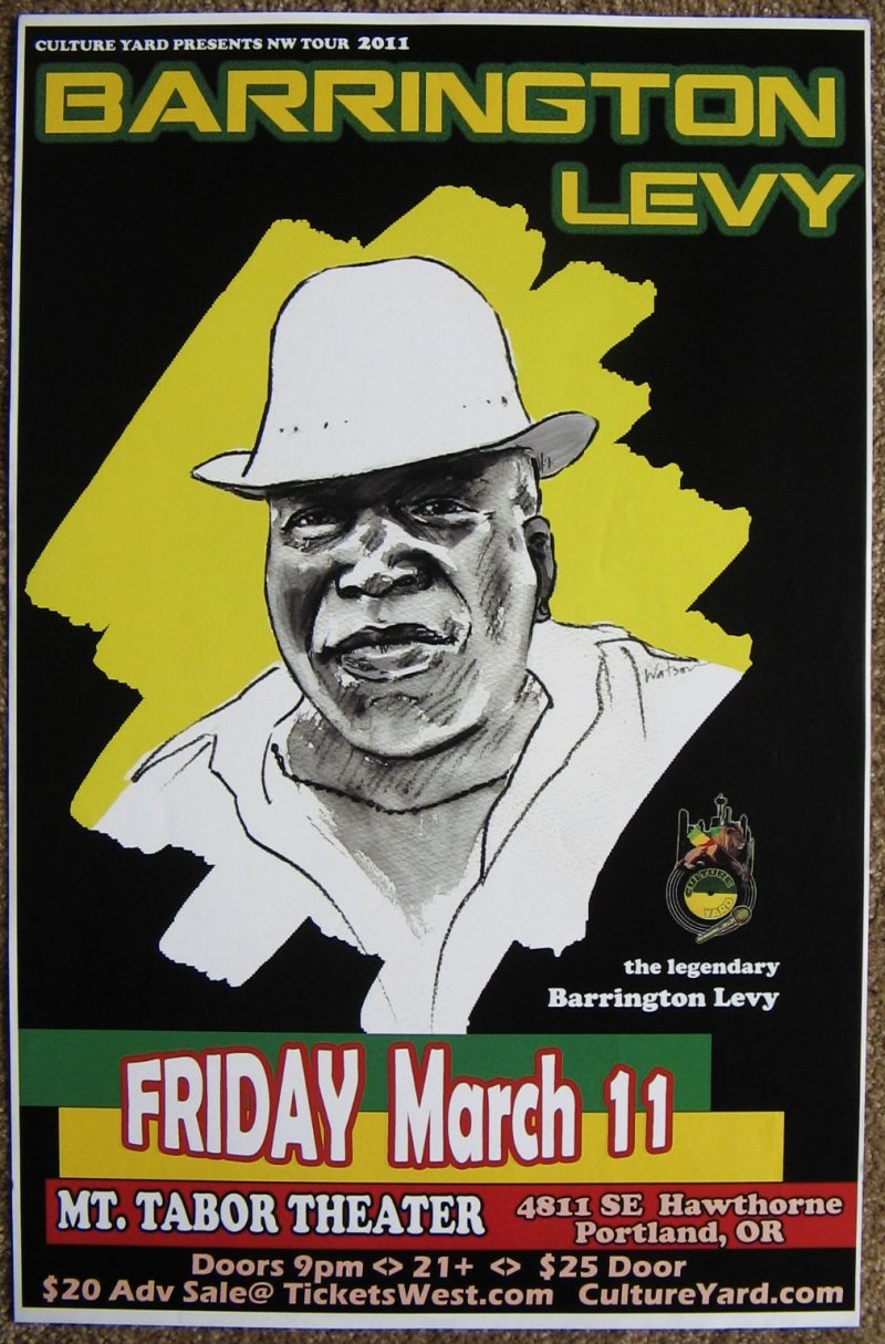 Image 0 of Levy BARRINGTON LEVY Reggae POSTER Portland Oregon 2011 Gig Concert 