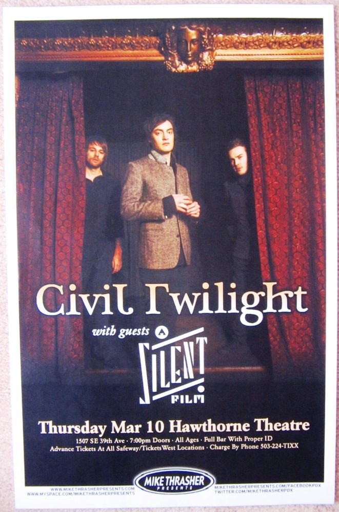 Image 0 of CIVIL TWILIGHT 2011 Gig POSTER Portland Oregon Concert 